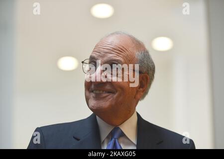 L'ancien envoyé de paix des États-Unis en Irlande du Nord, le sénateur George Mitchell, s'est rendu aujourd'hui à la Dublin City Gallery The Hugh Lane, à la veille du 20th anniversaire de la signature de l'Agéement Belfast/Vendredi Saint. Lundi, 9 avril 2018, à Dublin, Irlande. (Photo par Artur Widak/NurPhoto) Banque D'Images