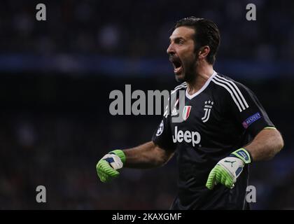 Gianluigi Buffon lors du match de la Ligue des champions entre Real Madrid et Juventus, à Madrid, sur 11 avril 2018. (Photo de Loris Roselli/NurPhoto) Banque D'Images