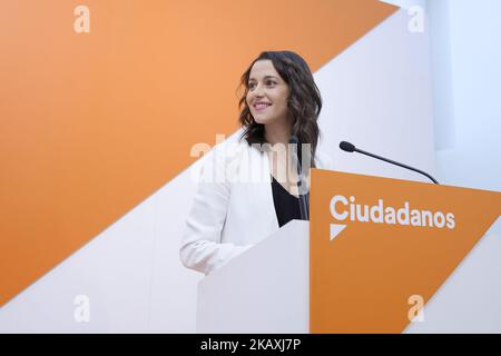 Ines Arrimada, présidente du groupe parlementaire du parti politique de Ciudadanos, lors de la réunion du Comité exécutif national à Madrid, Espagne sur 16 avril 2018. (Photo par Oscar Gonzalez/NurPhoto) Banque D'Images