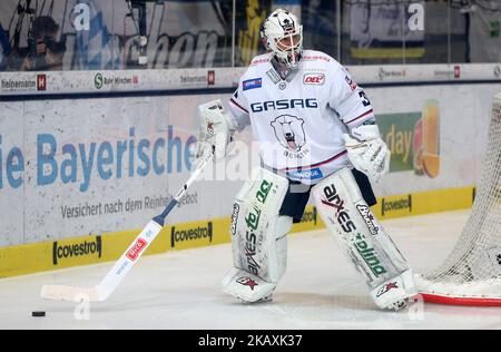 Petri Vehanen d'Eisbaeren Berlin lors du MATCH final del Playoff trois entre EHC Red Bull Munich et Eisbaeren Berlin sur 18 avril 2018 à Munich, Allemagne (photo de Marcel Engelbrecht/NurPhoto) Banque D'Images