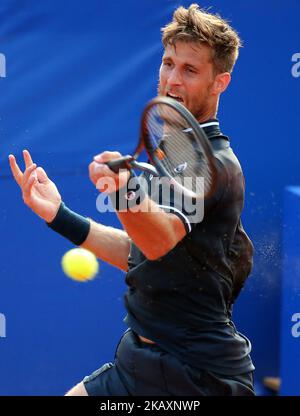 Martin Klizan lors du match entre Rafa Nadal lors de l'Open de Barcelone Banc Sabadell, le 27th avril 2018 à Barcelone, Espagne. -- (photo par Urbanandsport/NurPhoto) Banque D'Images