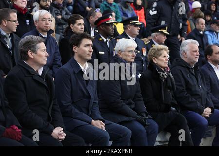 Le premier ministre canadien Justin Trudeau, le premier ministre de l'Ontario Kathleen Wynne, Et le maire de Toronto, John Tory, faisait partie des dignitaires qui ont assisté à une veillée interconfessionnelle à Nathan Phillips Square, à la mémoire des 10 personnes tuées et des 15 personnes blessées lors d'une attaque meurtrière contre une fourgonnette à Toronto (Ontario), au Canada, le 29 avril 2018. Alek Minassian est identifié comme le conducteur qui a fait descendre un certain nombre de piétons, tuant 10 personnes et blessant 15 autres personnes, y compris laissant 4 personnes dans un état critique, dans la rue Yonge et l'avenue Finch de North York à Toronto vers 1 h 30pm sur 23 avril 2018. (Photo par Creat Banque D'Images