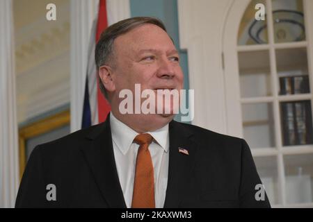 Le secrétaire d'État Mike Pompeo rencontre le secrétaire d'État britannique aux Affaires étrangères Boris Johnson, au Département d'État de Washington, DC, sur 7 mai 2018 (photo de Kyle Mazza/NurPhoto) Banque D'Images