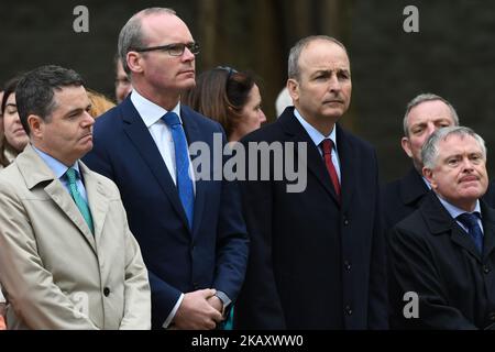 (Gauche-droite) Paschal Donohoe, Simon Coveney, Micheal Martin et Brendan Howlin, lors de la cérémonie de commémoration des leaders de la colline Arbour 1916 à l'Église du plus Sacré. Mercredi, 9 mai 2018, à Dublin, Irlande. (Photo par Artur Widak/NurPhoto) Banque D'Images