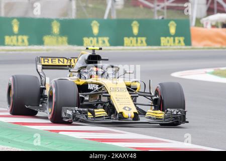 Renault pilote Carlos Sainz (55) d'Espagne lors de la libre pratique du Grand Prix F1 célébré au circuit de Barcelone 12th mai 2018 à Barcelone, Espagne. (Crédit : Urbanandsport / NurPhoto) -- (photo par Urbanandsport/NurPhoto) Banque D'Images