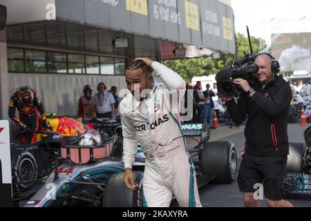 Le pilote Mercedes Lewis Hamilton (44) de Grande-Bretagne remporte la course lors du Grand Prix F1 célébré au circuit de Barcelone le 13th mai 2018 à Barcelone, Espagne. (Photo par Urbanandsport/NurPhoto) Banque D'Images