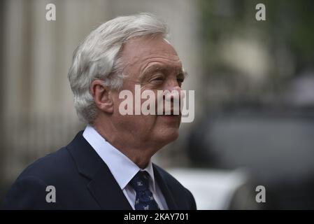 Le secrétaire du Brexit David Davis est photographié à Downing Street, sur 5 juin 2018, à Londres, en Angleterre. (Photo par Alberto Pezzali/NurPhoto) Banque D'Images