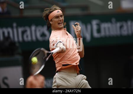 Alexander Sverev participe au match de tennis lors du tournoi Roland Garros à Paris, en France, sur 5 juin 2018 (photo de Mehdi Taamallah/NurPhoto) Banque D'Images