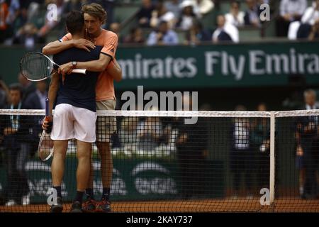 Alexander Sverev participe au match de tennis lors du tournoi Roland Garros à Paris, en France, sur 5 juin 2018 (photo de Mehdi Taamallah/NurPhoto) Banque D'Images