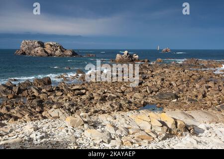 Phare du four près d'Argenton en Bretagne, France Banque D'Images