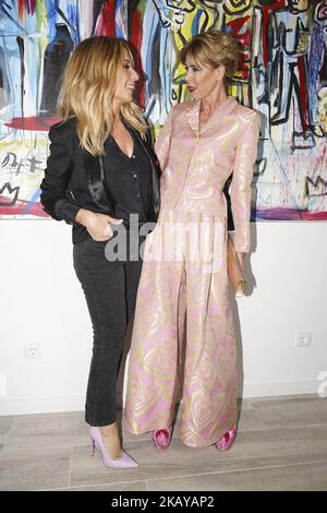 Marta Sánchez et Agatha Ruiz de la Prada lors de l'inauguration de l'exposition SOURIRE de Domingo Zapata et Alejandro Sanz à Madrid, Espagne, 13 juin 2018. (Photo par Oscar Gonzalez/NurPhoto) Banque D'Images