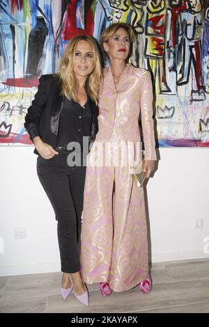 Marta Sánchez et Agatha Ruiz de la Prada lors de l'inauguration de l'exposition SOURIRE de Domingo Zapata et Alejandro Sanz à Madrid, Espagne, 13 juin 2018. (Photo par Oscar Gonzalez/NurPhoto) Banque D'Images