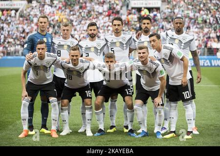 L'équipe nationale allemande de football se présente lors du match de la coupe du monde de la FIFA, Russie, groupe F 2018 entre l'Allemagne et le Mexique au stade Luzhniki à Moscou, Russie sur 17 juin 2018 (photo d'Andrew Surma/NurPhoto) Banque D'Images