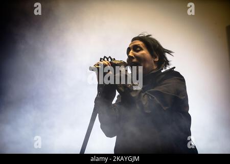 La chanteuse et compositrice américaine Marilyn Manson se produit en direct à Milan, en Italie, sur 19 juin 2018. (Photo de Roberto Finizio/NurPhoto) Banque D'Images