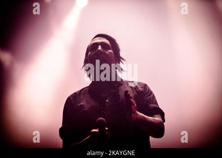 La chanteuse et compositrice américaine Marilyn Manson se produit en direct à Milan, en Italie, sur 19 juin 2018. (Photo de Roberto Finizio/NurPhoto) Banque D'Images