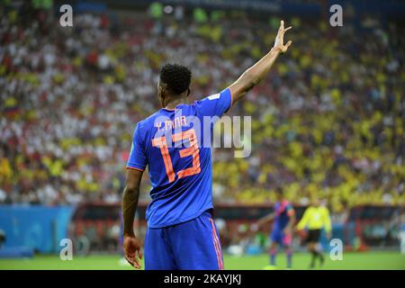 Yerry Mina de Colombie lors du match H de la coupe du monde de la FIFA 2018 entre la Pologne et la Colombie à Kazan Arena à Kazan, Russie sur 24 juin 2018 (photo par Andrew Surma/NurPhoto) Banque D'Images