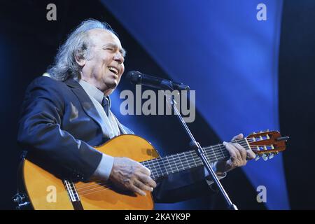 Joan Manuel Serrat, chanteuse et compositrice espagnole, se produit sur scène au Alfonso XIII Royal Botanic Garden de Madrid, Espagne, 26 juin 2018, à l'occasion du Festival de musique Botanic Nights 2018 (photo d'Oscar Gonzalez/NurPhoto) Banque D'Images