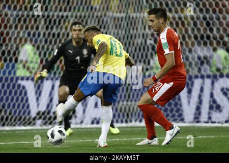 Neymar lors du match de la coupe du monde de la FIFA 2018 en Russie entre la Serbie et le Brésil au stade Spartak sur 27 juin 2018 à Moscou, en Russie. (Photo de Mehdi Taamallah/NurPhoto) Banque D'Images