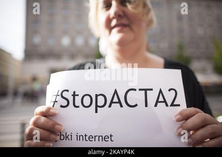 Manifestation contre l'ACTA 2,0 à Varsovie à Varsovie sur 29 juin 2018. (Photo de Maciej Luczniewski/NurPhoto) Banque D'Images