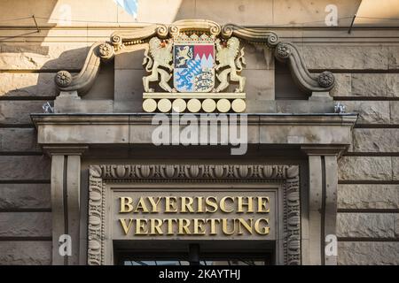 L'entrée de la représentation permanente de la Bavière auprès du Gouvernement fédéral est photographiée à Berlin, en Allemagne, sur 4 juillet 2018, (photo d'Emmanuele Contini/NurPhoto) Banque D'Images