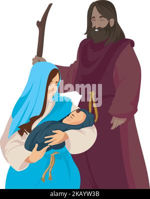 joseph et marie avec jésus Illustration de Vecteur