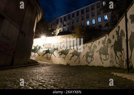 La grande fresque sur R. de São Mamede sur la colline menant au château de Lisbonne, Portugal, mars 2022. Crédit photo : Rob Watkins Banque D'Images