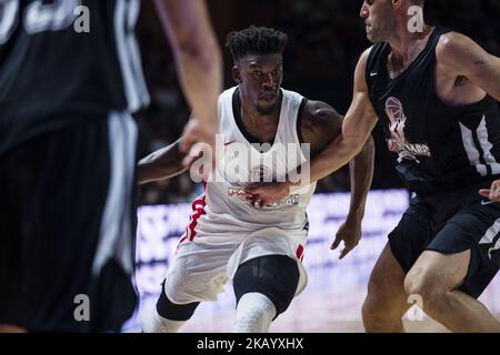 Jimmy Butler des Etats-Unis d'Amérique du Minnesota Timberwolves lors de l'association caritative et amicale Pau Gasol contre Marc Gasol, avec des joueurs européens et américains de la NBA pour aider les jeunes joueurs de basket-ball et les équipes en développement à Fontajau Pavillion, Gérone, le 8 juillet 2018. (Photo par Xavier Bonilla/NurPhoto) Banque D'Images