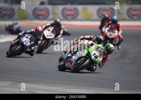 12 Xavi Fores ESP Ducati Panigale R Barni Racing Team pendant le Motul FIM Superbike Championship - Italian Round Superpole course pendant le World Superbike - circuit PIRELLI Riviera di Rimini Round, 6 - 8 juillet 2018 sur Misano, Italie. (Photo de Fabio Averna/NurPhoto) Banque D'Images