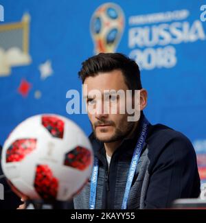 Hugo Lloris, de l'équipe nationale française, assiste à une conférence de presse avant le match de la demi-finale de la coupe du monde de la FIFA en Russie 2018 contre la Belgique sur 9 juillet 2018 au stade de Saint-Pétersbourg à Saint-Pétersbourg, en Russie. (Photo de Mike Kireev/NurPhoto) Banque D'Images