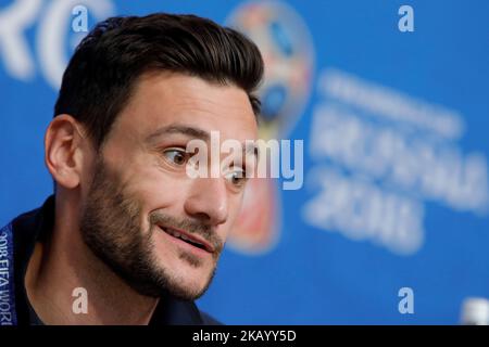 Hugo Lloris, de l'équipe nationale française, assiste à une conférence de presse avant le match de la demi-finale de la coupe du monde de la FIFA en Russie 2018 contre la Belgique sur 9 juillet 2018 au stade de Saint-Pétersbourg à Saint-Pétersbourg, en Russie. (Photo de Mike Kireev/NurPhoto) Banque D'Images