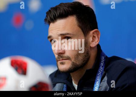 Hugo Lloris, de l'équipe nationale française, assiste à une conférence de presse avant le match de la demi-finale de la coupe du monde de la FIFA en Russie 2018 contre la Belgique sur 9 juillet 2018 au stade de Saint-Pétersbourg à Saint-Pétersbourg, en Russie. (Photo de Mike Kireev/NurPhoto) Banque D'Images