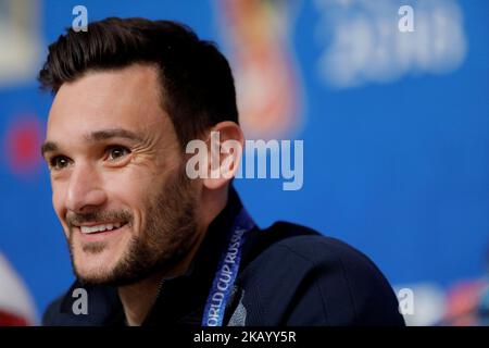 Hugo Lloris, de l'équipe nationale française, assiste à une conférence de presse avant le match de la demi-finale de la coupe du monde de la FIFA en Russie 2018 contre la Belgique sur 9 juillet 2018 au stade de Saint-Pétersbourg à Saint-Pétersbourg, en Russie. (Photo de Mike Kireev/NurPhoto) Banque D'Images