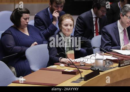 Nations Unies, New York, Etats-Unis, 09 juillet 2018 - Henrietta H. Fore, Directrice exécutive du Fonds des Nations Unies pour l'enfance (UNICEF), s'adresse à la réunion du Conseil de sécurité sur les enfants et les conflits armés, en mettant l'accent sur la protection des enfants aujourd'hui prévenir les conflits au siège des Nations Unies à New York. (Photo de Luiz Rampelotto/NurPhoto) Banque D'Images