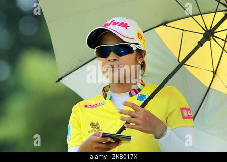 Pornanong Phatlum, de Thaïlande, attend de frapper à partir du tee 15th lors de la première partie du tournoi de golf classique du Marathon LPGA au Highland Meadows Golf Club à Sylvania, Ohio Etats-Unis, le dimanche, 12 juillet 2018. (Photo par Amy Lemus/NurPhoto) Banque D'Images