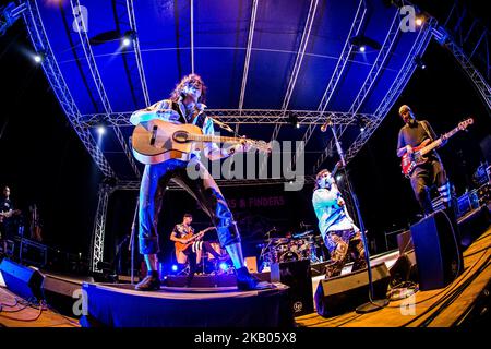 Le groupe de punk américain Gogol Bordello se déroule en direct au Mojotic Festival 2018 à Sestri Levante (Genova), en Italie, le 22 juillet 2018. (Photo de Roberto Finizio/NurPhoto) Banque D'Images