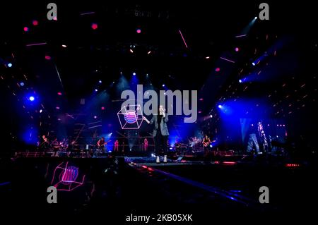 Laura Pausini se présente en direct sur scène à Rome au Cirque Maximus, Rome, Italie, le 22 juillet 2018. (Photo de Giuseppe Maffia/NurPhoto) Banque D'Images