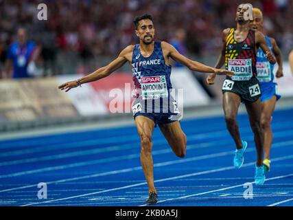 Morad Amdouni, de France, a remporté la finale de 10000 mètres au stade olympique de Berlin au Championnat européen d'athlétisme le 7/8/2018. (Photo par Ulrik Pedersen/NurPhoto) Banque D'Images