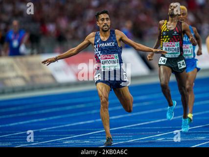 Morad Amdouni, de France, a remporté la finale de 10000 mètres au stade olympique de Berlin au Championnat européen d'athlétisme le 7/8/2018. (Photo par Ulrik Pedersen/NurPhoto) Banque D'Images