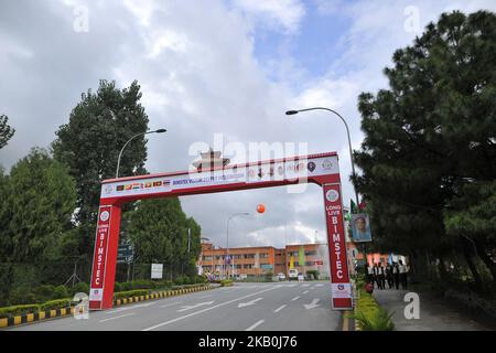 L'aéroport international de Tribhuwan est décoré pour le BIMSTEC 2018 à Katmandou, au Népal, mercredi, à 29 août 2018. Les chefs d'état membres de l'Initiative du Golfe du Bengale pour la coopération technique et économique multisectorielle (BIMSTEC) arrivent au Népal pour le sommet du BIMSTEC sur l'30-31 août 2018. (Photo de Narayan Maharajan/NurPhoto) Banque D'Images