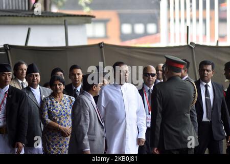 Le président sri-lankais Maithripala Sirisena arrive mercredi à l'aéroport international de Tribhuwan, à Katmandou, au Népal, pour le BIMSTEC 2018, à 29 août 2018. Les chefs d'état membres de l'Initiative du Golfe du Bengale pour la coopération technique et économique multisectorielle (BIMSTEC) arrivent au Népal pour le sommet du BIMSTEC sur l'30-31 août 2018. (Photo de Narayan Maharajan/NurPhoto) Banque D'Images