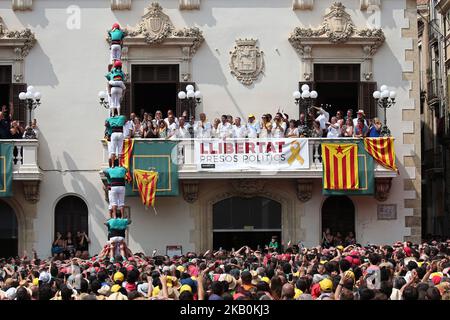 Tours humaines pendant les festivités de Sant Felix à Vilafranca del Penedes, le 30th août 2018, à Barcelone, Espagne. -- (photo par Urbanandsport/NurPhoto) Banque D'Images