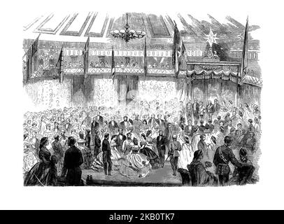 Ballon donné par le maire Lord en l'honneur de la visite de la reine Victoria et de son mari, le prince Albert, lors du troisième voyage du monarque en Irlande, en août 1861. Il a eu lieu dans la Maison Mansion, à Kildare Street, Dublin. Banque D'Images