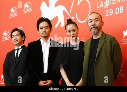 Ryusei Maeda, Sousuke Ikematsu, Yu Aoi et Shinya Tsukamoto assistent à la séance photo « Zan (Killing) » lors du Festival du film de Venise sur 7 septembre 2018 75th à Venise, en Italie. (Photo de Matteo Chinellato/NurPhoto) Banque D'Images