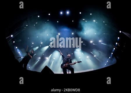 Le groupe écossais de rock alternatif Franz Ferdinand se déroule en direct au Milano Rocks 2018 à la Area Expo Experience Rho à Milan, en Italie, sur 7 septembre 2018. (Photo de Roberto Finizio/NurPhoto) Banque D'Images