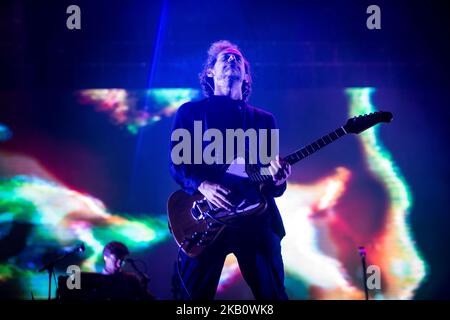 Aaron Dessner du groupe de rock américain The National se présentant en direct à Milano Rocks 2018 à Area Expo Experience Rho à Milan, en Italie, sur 7 septembre 2018. (Photo de Roberto Finizio/NurPhoto) Banque D'Images