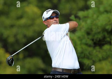 David McKenzie, de Melbourne, Australie, a tiré un coup du tee 13th lors de la deuxième partie du tournoi de golf The Ally Challenge présenté par McLaren au Warwick Hills Golf & Country Club à Grand blanc, MI, USA Saturday, 15 septembre 2018. (Photo par Amy Lemus/NurPhoto) Banque D'Images