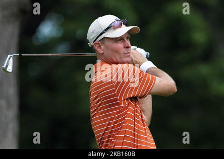 Bob Estes, d'Austin, Texas, a été tiré du tee-shirt 3rd lors de la dernière partie du tournoi de golf The Ally Challenge présenté par McLaren au Warwick Hills Golf & Country Club à Grand blanc, MI, USA Sunday, 16 septembre 2018. (Photo par Amy Lemus/NurPhoto) Banque D'Images