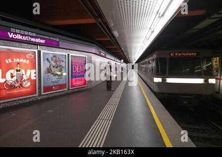 Le métro de Vienne qui couvre la zone métropolitaine de Vienne, Autriche. Il se compose de cinq lignes d'une longueur totale de 78,5 km. 17 septembre 2018 (photo d'Oscar Gonzalez/NurPhoto) Banque D'Images