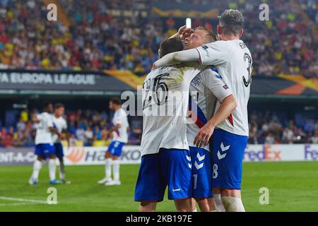 Scott Arfield des Rangers FC célèbre après avoir obtenu des scores lors du match G de l'UEFA Europa League entre Villarreal CF et les Rangers à la Ceramica sur 20 septembre 2018 à Vila-Real, Espagne (photo de Sergio Lopez/NurPhoto) Banque D'Images