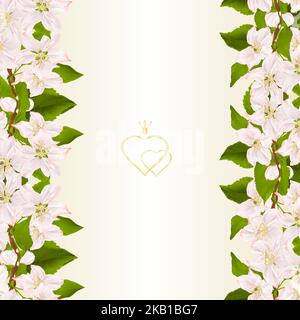 Bordure verticale florale fond sans couture avec branche de pommier avec fleurs illustration vectorielle vintage pour une utilisation dans le design d'intérieur, les œuvres d'art, le dishe Illustration de Vecteur